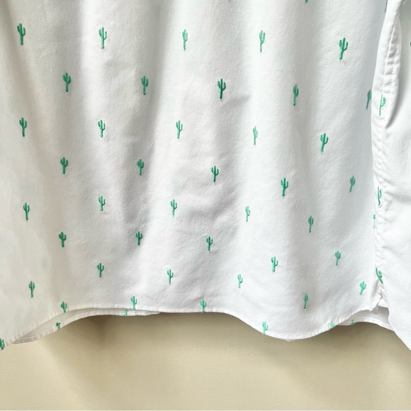 Lands' End Embroidered Cactus Shirt Women’s Size 2X (20W–22W) White Green Desert - Picture 12 of 12